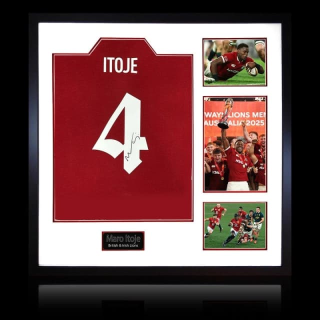 The Fan Cave Maro Itoje Signed British & Irish Lions 2025 Shirt Red unisex 820x820mm