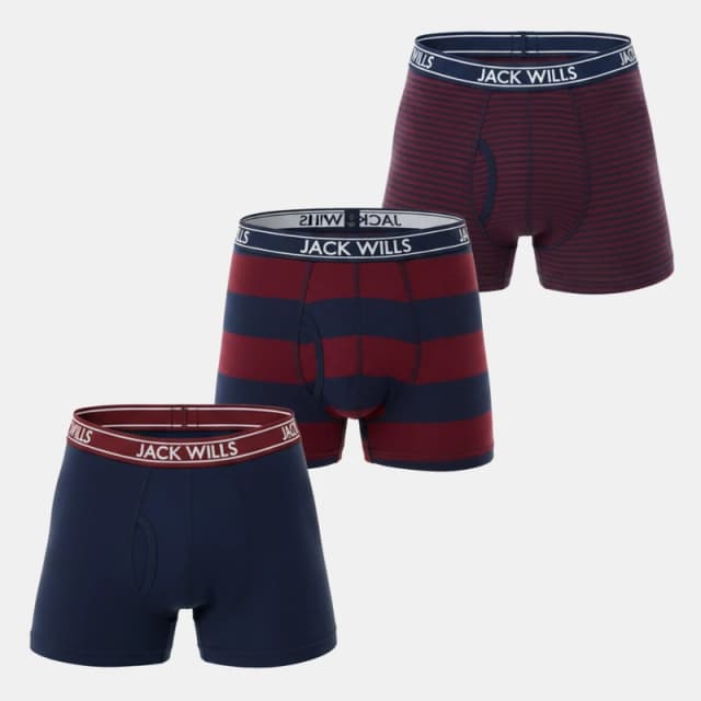 Jack Wills Daundley Multipack Boxers 3 Pack Damson Stripe male Medium