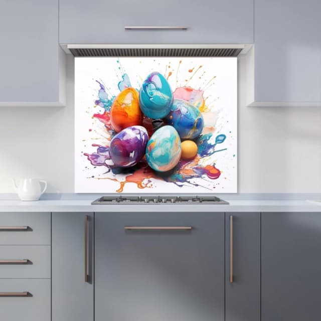 Warren Reed - Designer Watercolor Easter eggs Kitchen Splashback Size: 600mm x 750mm Multicolor Unisex 600mm x 750mm