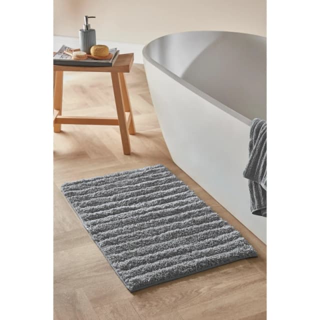 Homelife Super Soft Ribbed Bath Mat - Grey Grey One Size