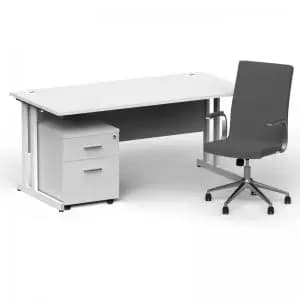Impulse 1600800 White Cant Desk White 2 Dr Mobile Ped & Ezra Grey