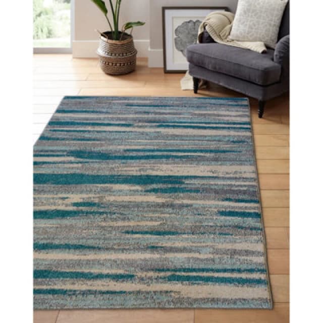 Melrose Chateau Watercoloured Duckegg Indoor Area Rug - 120X170Cm