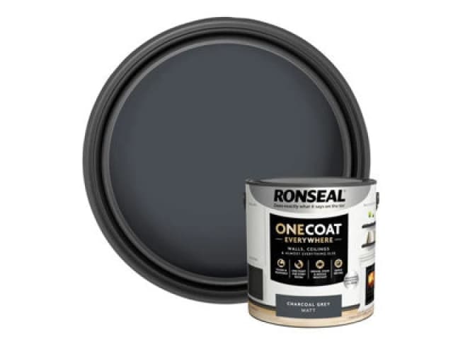 Ronseal One Coat Everywhere Multi Surface Matt Paint Charcoal Grey - 2.5L Grey