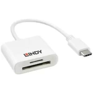 LINDY 43185 External memory card reader microSD, SD, USB-C USB 3.2 (Gen 1) White
