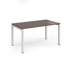 Bench Desk Single Person Starter Rectangular Desk 1400mm Walnut Tops With White Frames 800mm Depth Connex