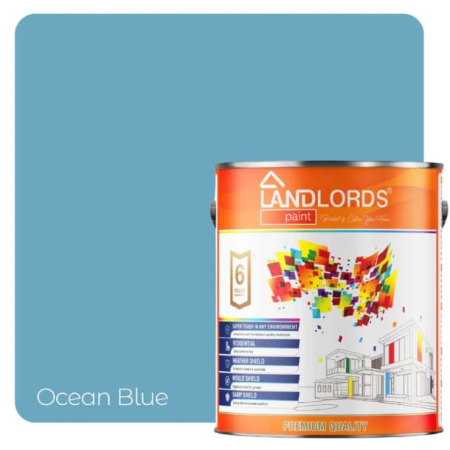 Landlords Paint - Matt Paint - Smooth Matt Finish For Walls & Ceilings - Ocean Blue - 2.5L