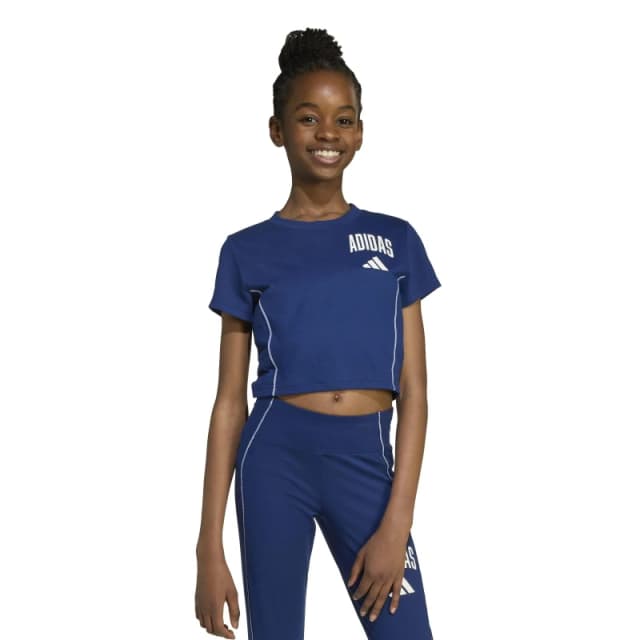 adidas Train Essentials Collegiate Print T-Shirt Kids Blue/White female 13 Years