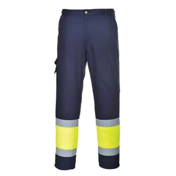 Portwest Hi Vis Two Tone Combat Trousers Yellow / Navy Large 32"