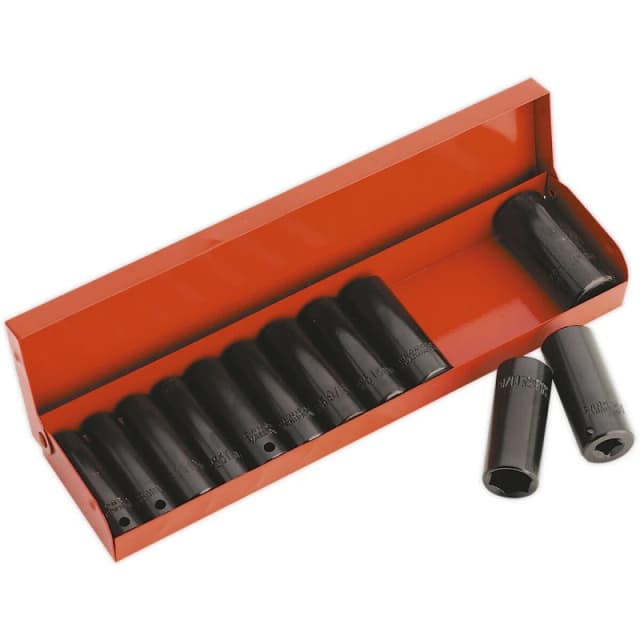 Loops 12 Piece PREMIUM Impact Socket Set - 3/8" Sq Drive - Deep Sockets - High Torque Multi