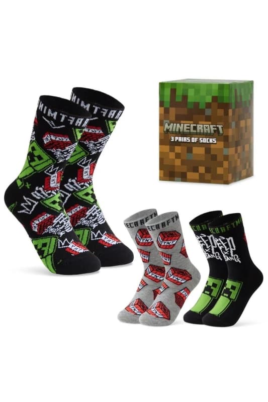Minecraft Socks 3 Pack Multi unisex