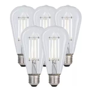 8 Watts ST64 E27 LED Bulb Clear Cool White Dimmable, Pack of 5