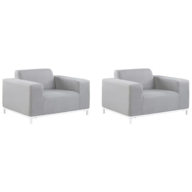 Beliani Set Of 2 Garden Armchairs Light Grey With White Rovigo