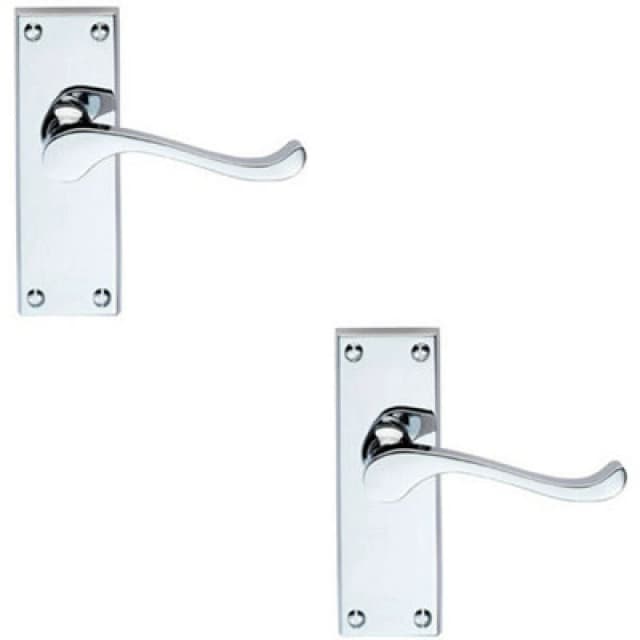 Loops 2x PAIR Victorian Scroll Handle on Latch Backplate 120 x 41mm Polished Chrome Multi