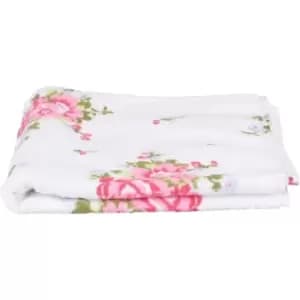 HOMESCAPES Floral Printed White Bath Sheet 100% Cotton - White