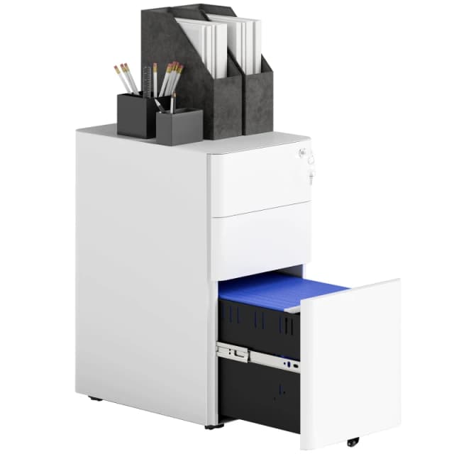 VINSETTO VINSETTO 3-Drawer Mobile Filing Cabinet with Hanging Bar for A4, Legal, Letter in White White One Size Unisex 5063603216488