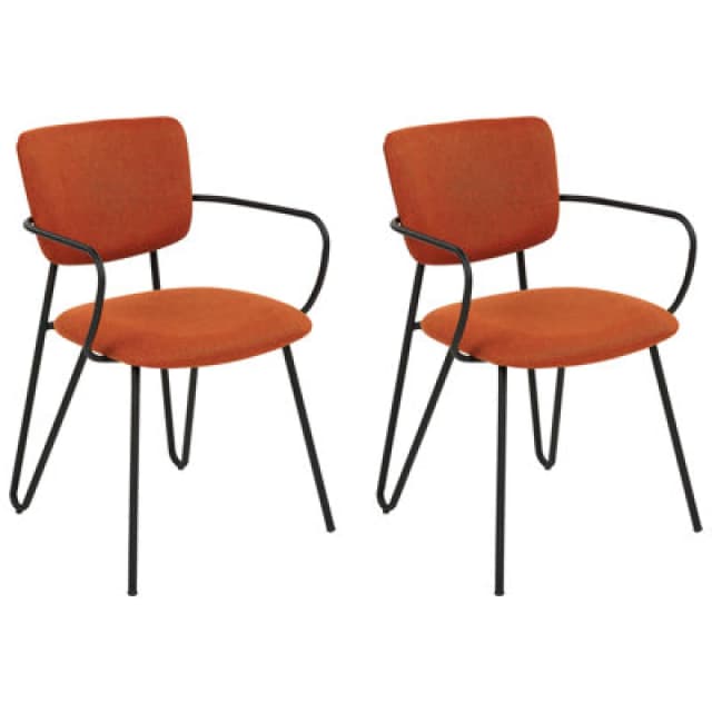 Beliani Set Of 2 Dining Chairs Elko Orange
