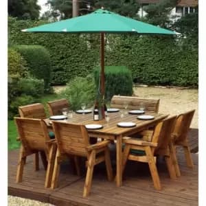 Charles Taylor Eight Seater Square Table Set with Single Bench and Parasol, Green