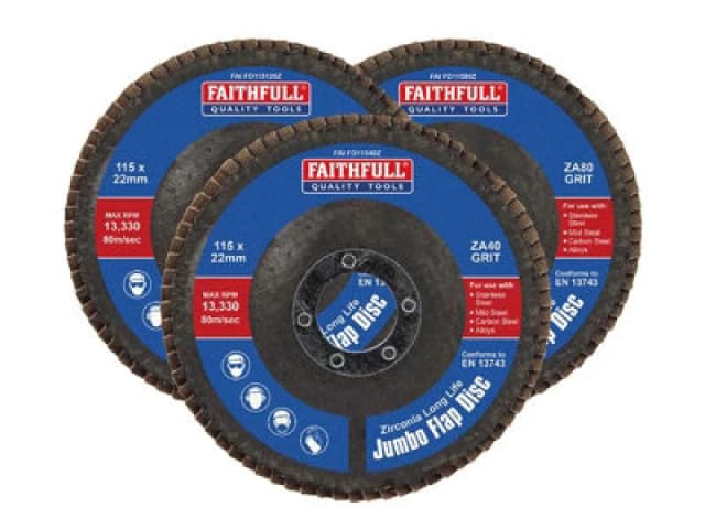 Faithfull Zirconia Abrasive Jumbo Flap Disc FAIFD115ZM3 Diameter: 115mm