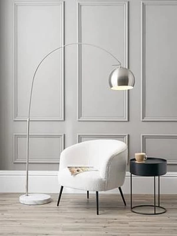SO'HOME Fia Brushed Metal and White Marble Floor Lamp silver-coloured ONE SIZE