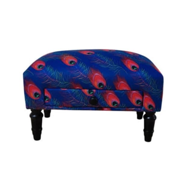 MSL FEATHER FABRIC FOOTSTOOL WITH DRAWER