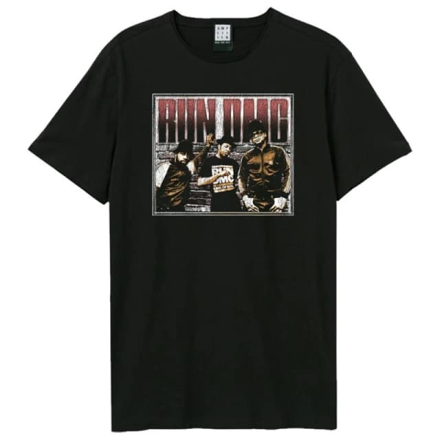 Amplified Mens Halved Threshed Run DMC T-Shirt in Black Size: XS Black Male XS