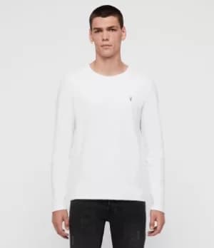 AllSaints Mens Cotton Regular Fit Muse Long Sleeve Crew T-Shirt, White, Size: XXL