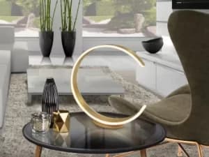 Ozono Integrated LED Table Lamp, Brushed Matt Gold