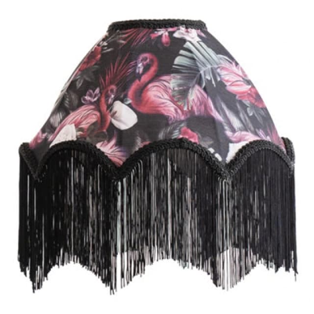 ValueLights ValueLights Rosette Scallop Flamingo Fabric Classic Lamp Shade with Black Tassels Multi One Size Unisex 5016529272120
