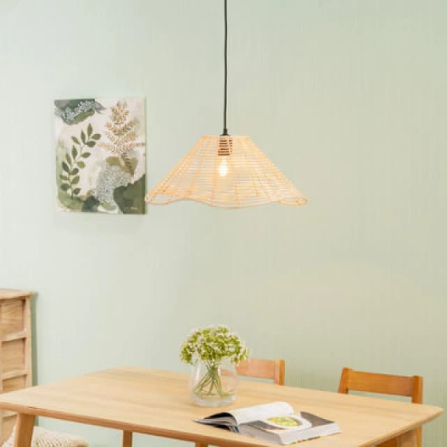 ValueLights Harlow Natural Wavy Rattan Pendant Ceiling Lamp Light Shade & 4w LED Natural unisex