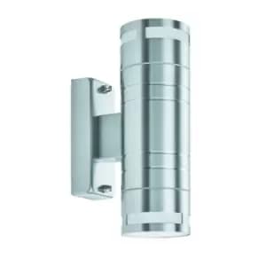 2 Light Outdoor Up Down Wall Light Stainless Steel IP44, GU10