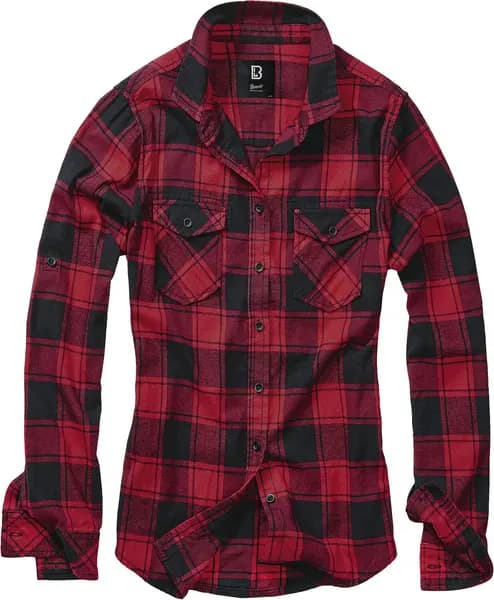 Brandit Amy Flannel Checkshirt Flanel Shirt Black red S Women