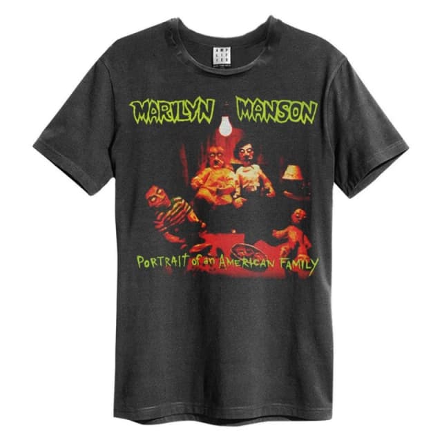 Amplified Amplified Men Portrait of an American Family Marilyn Manson T-Shirt in Charcoal Size: Small Charcoal S Male 5063470045396