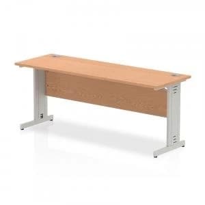 Trexus Desk Rectangle Cable Managed Silver Leg 1800x600mm Oak Ref