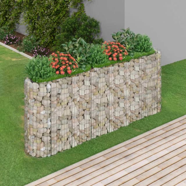 vidaXL Gabion Raised Bed Galvanised Iron 260x50x100 cm, Silver 152034