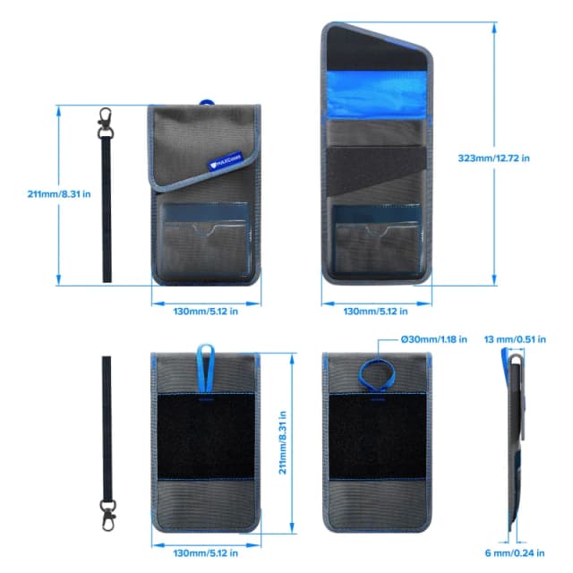 Max Cases MAXCases Shield Phone Pouch w/ ID Pocket and Velcro Closures (Non-RF Blocking) (Grey) MCPPNGRY