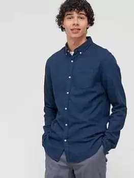 Superdry Studios Textured L/S Shirt - Blue Size M, Men