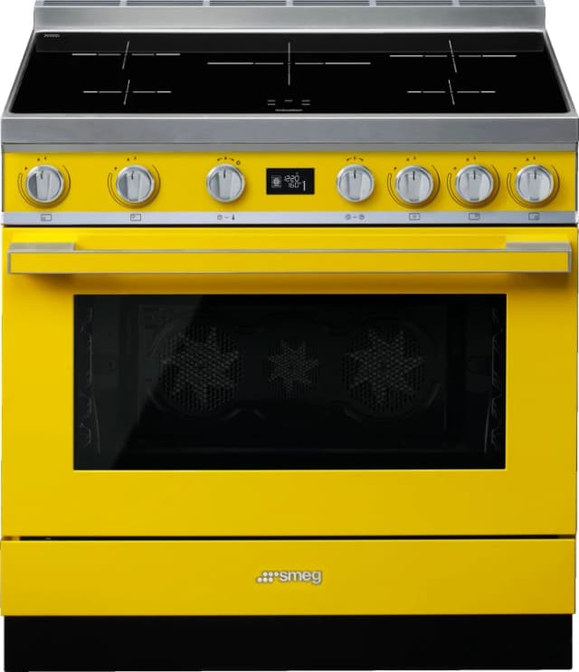 Smeg Portofino CPF9iPYW 90cm wide Electric Range Cooker with Induction Hob and Pyrolytic Cleaning - Yellow - A+ Rated, Yellow