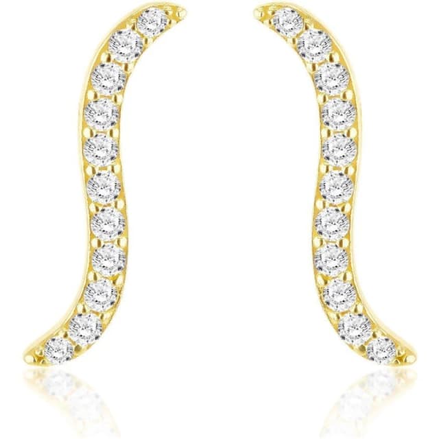 Be You 9ct Gold CZ Wave Stud Earrings Yellow Gold female One Size