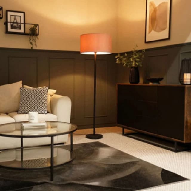 ValueLights ValueLights Charlie Black Stem Floor Lamp Light with Velvet Lamp Shade in Dusty Pink Size: 18" Dusty Pink 18" Unisex 5059406