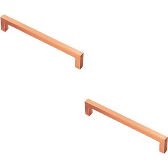 Loops 2x Square Block Pull Handle 170 x 10mm 160mm Fixing Centres Satin Copper Copper unisex