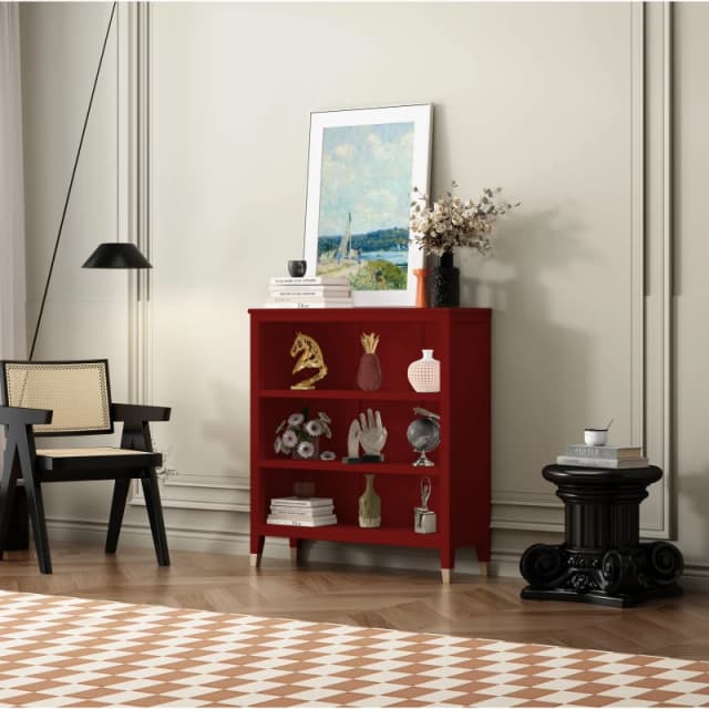 Cabinet Bits Palazzi 3 Tier Bookcase H97 W89 D25cm in Red Red Unisex