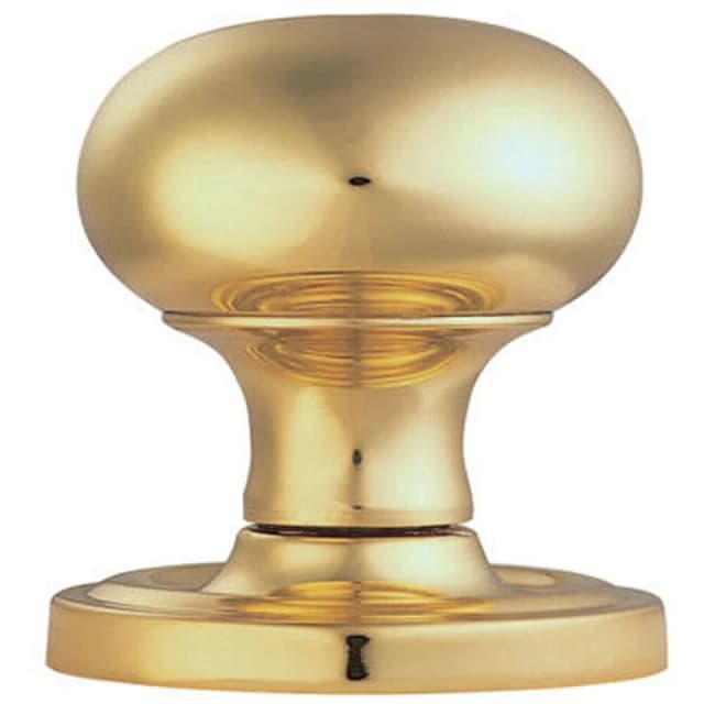 Loops PAIR Mushroom Mortice Door Knob 59mm Dia Concealed Rose Polished Brass Metallics unisex