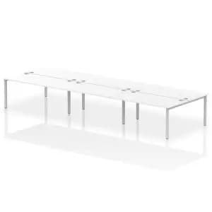 Impulse Bench B2B 6 Person 1600 Silver Frame Office Bench Desk White