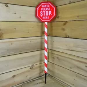 80cm Premier Christmas Sign - Santa Please Stop Here with LED & Timer