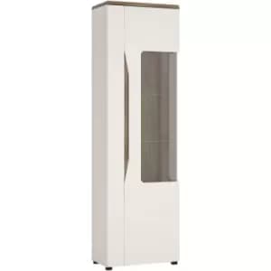 Toledo 1 door display cabinet (RH) in White and Oak - Alpine White with high gloss fronts and Stirling Oak