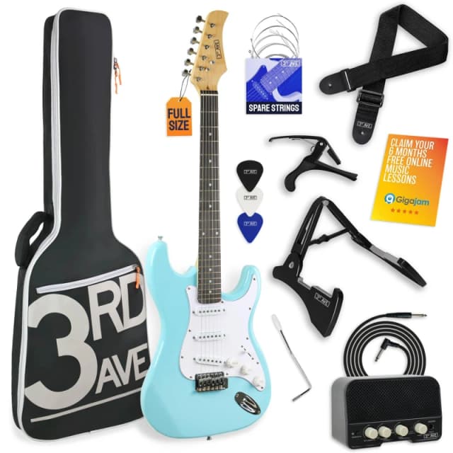 3rd Avenue Full Size Pastel Electric Guitar Pack Pastel Blue unisex Full Size