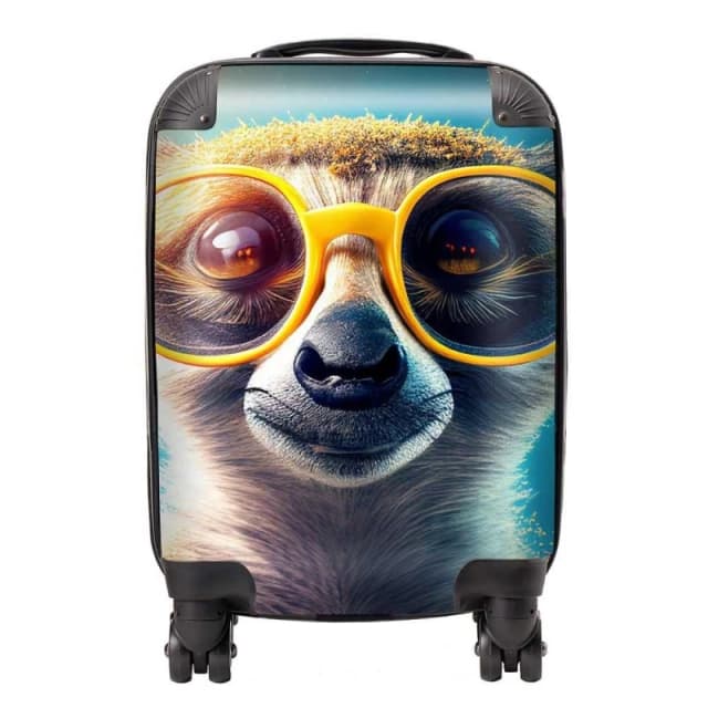 Warren Reed - Designer Meerkat With Glasses Splashart Suitcase in Yellow Size: Small Yellow Unisex Small