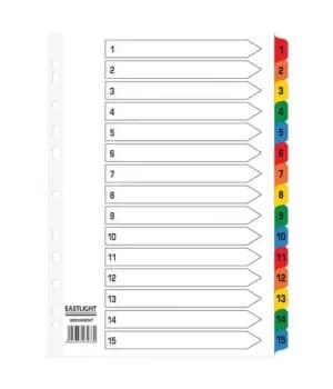 ValueX Index 1-15 A4 Mylar Coloured Tabs White