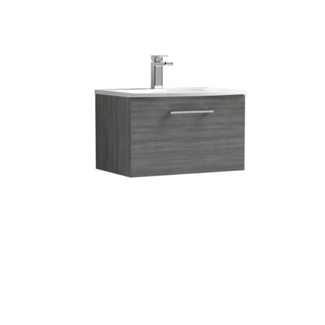 Balterley Bathroom 1 Soft Close Drawer Wall Hung Vanity, Anthracite, 600mm in Grey Grey Unisex