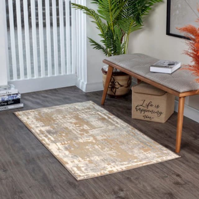 Livabliss Abstract Modern Marble Beige/white Martina Area Rug 80 X 150 Cm - Easy Care, Non Shedding, Ideal For Living Room & Bedroom